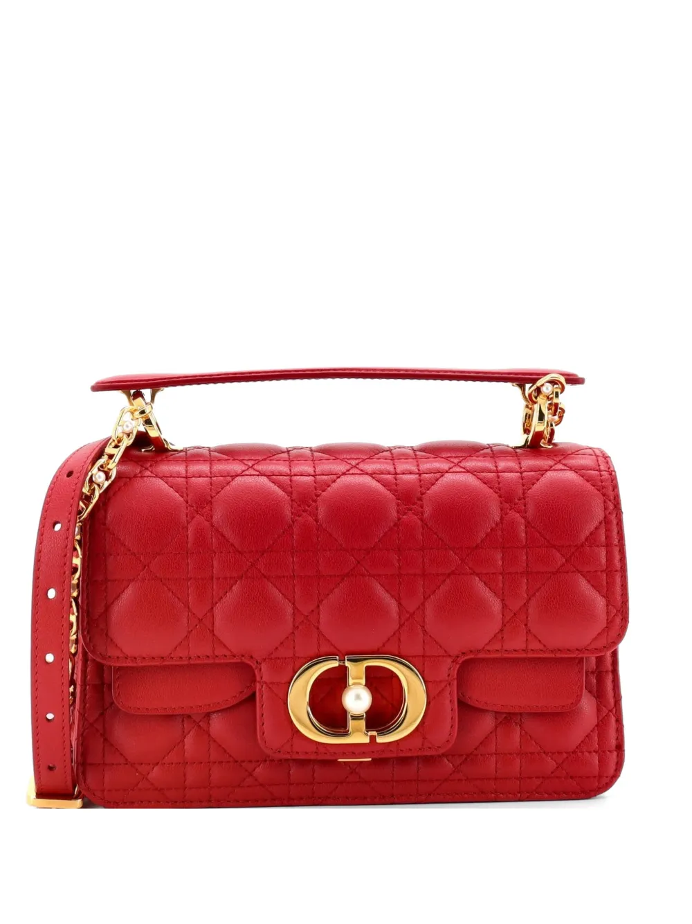 Christian Dior Pre-Owned Kleine Jolie Cannage Satchel-Tasche aus gestepptem Lammleder - Rot