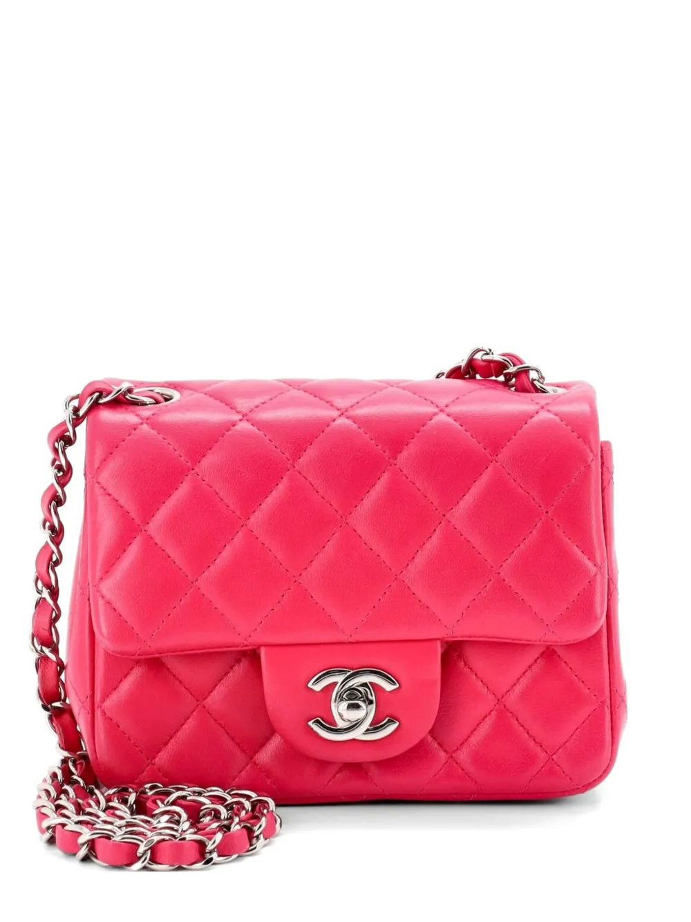 CHANEL Pre-Owned Square Classic Single Flap Bag Quilted Lambskin Mini crossbody bag - Rosa