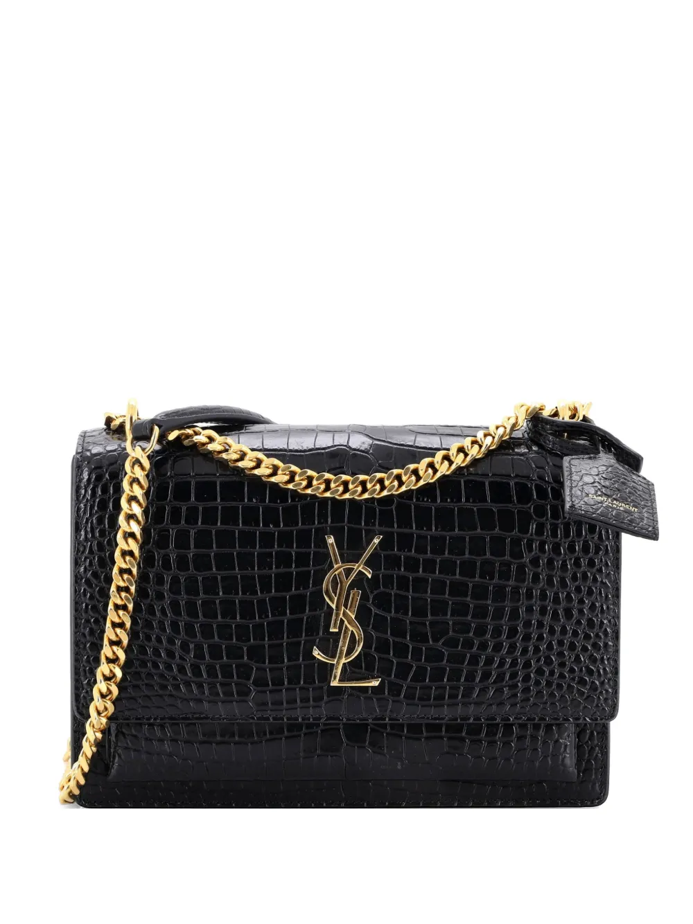 Saint Laurent Pre-Owned Sunset Crocodile Embossed Leather Medium crossbody bag - Nero