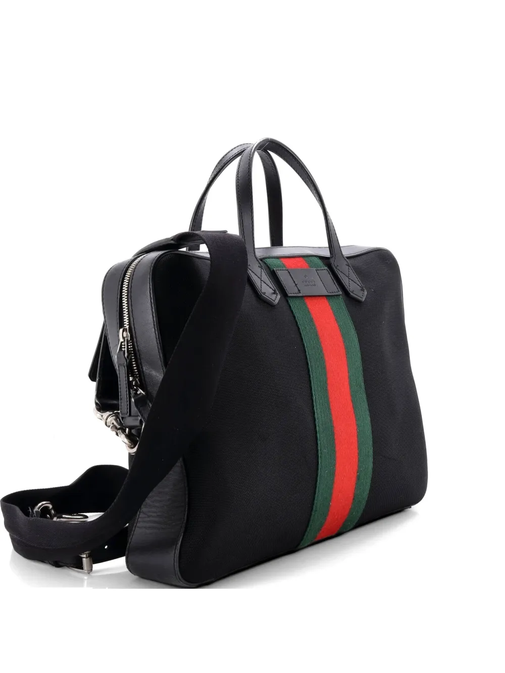Gucci Pre-Owned Web Zip Around Briefcase Techno Canvas Medium business bag - Nero