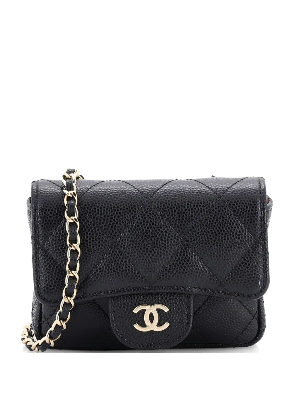 CHANEL Pre-Owned Classic Flap Chain Quilted Caviar Mini belt bag - Nero