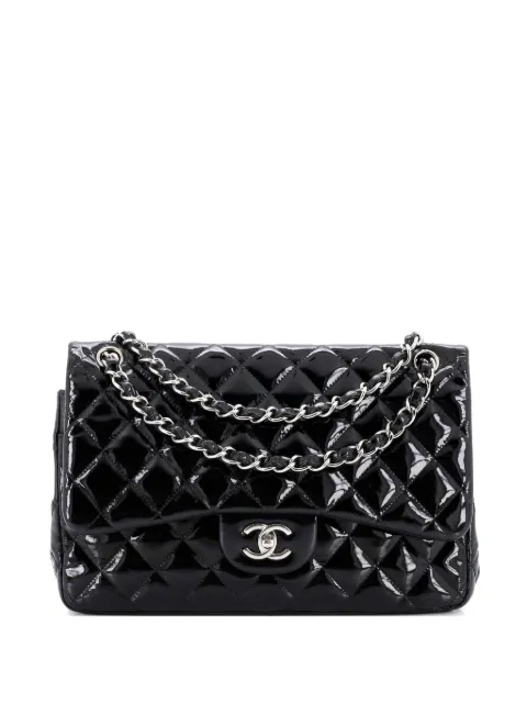 CHANEL Pre-Owned bolsa de hombro Classic Double Flap Jumbo de charol capitonado
