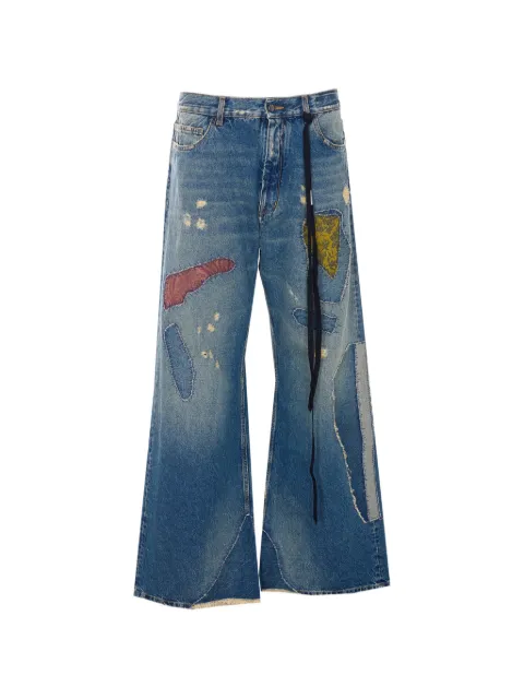 Ann Demeulemeester patchwork-distressed wide-leg jeans