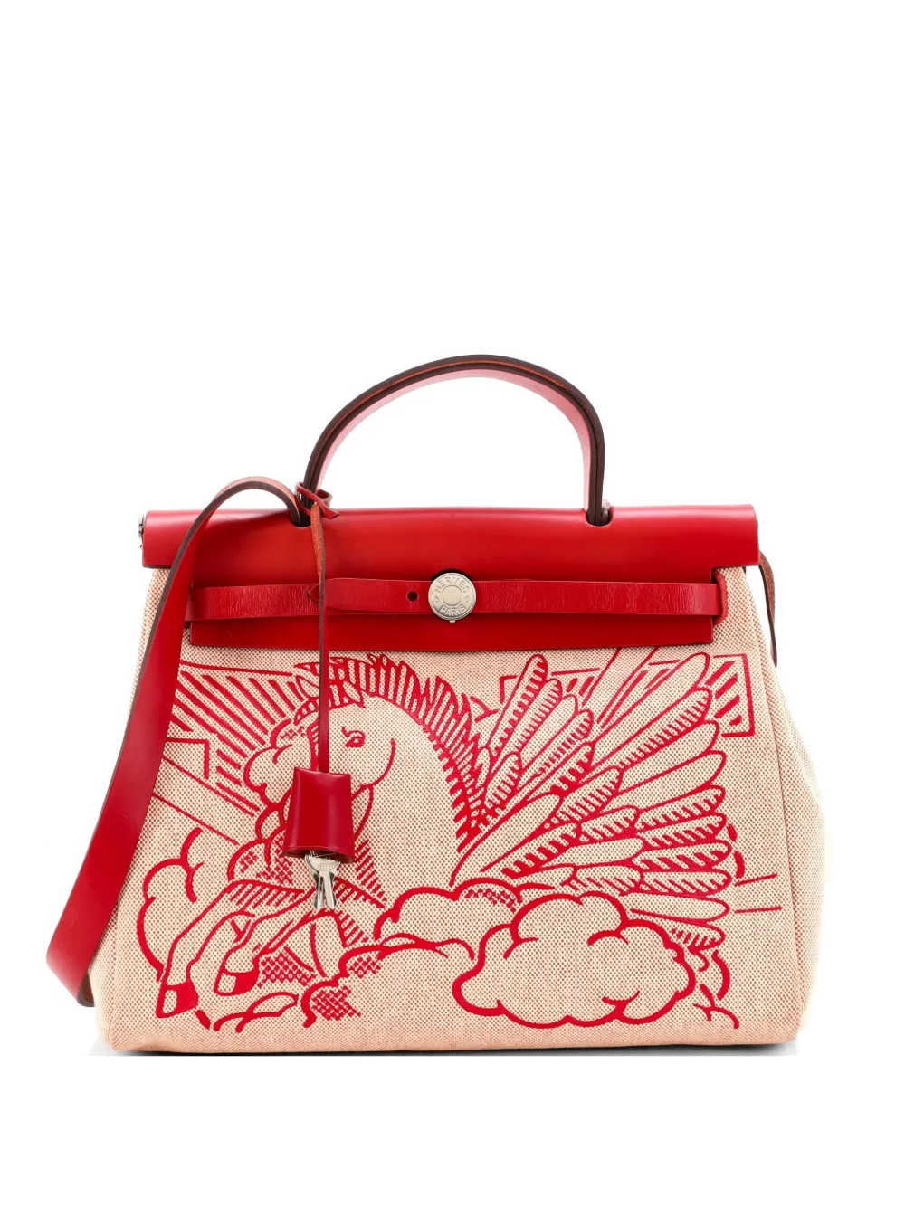 Hermès Pre-Owned Borsa a spalla Herbag Pegase Pop 31 in tela e pelle con zip - Rosso
