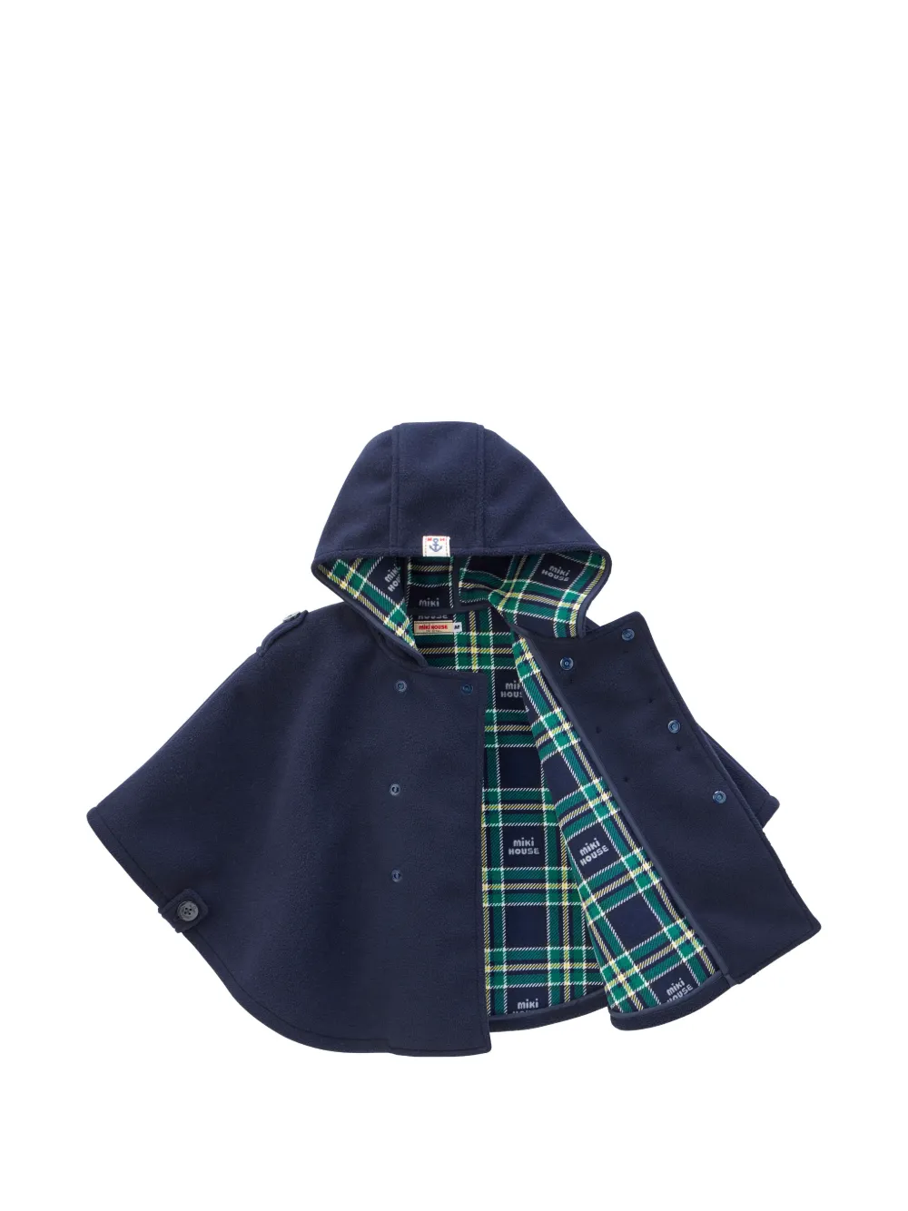 Miki House Fleece poncho met dubbele rij knopen Blauw