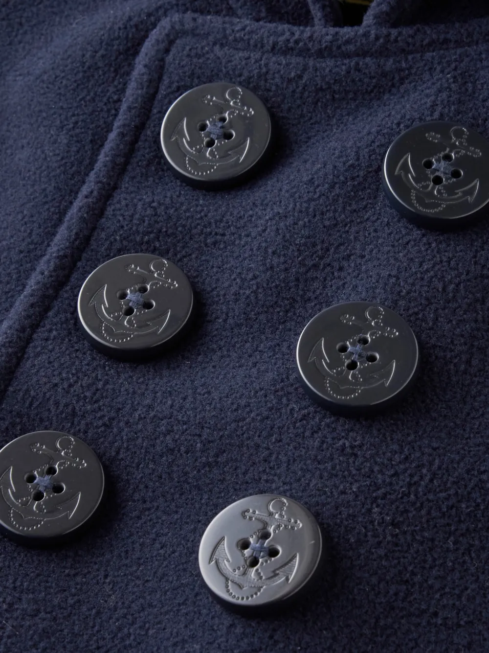 Miki House Fleece poncho met dubbele rij knopen Blauw