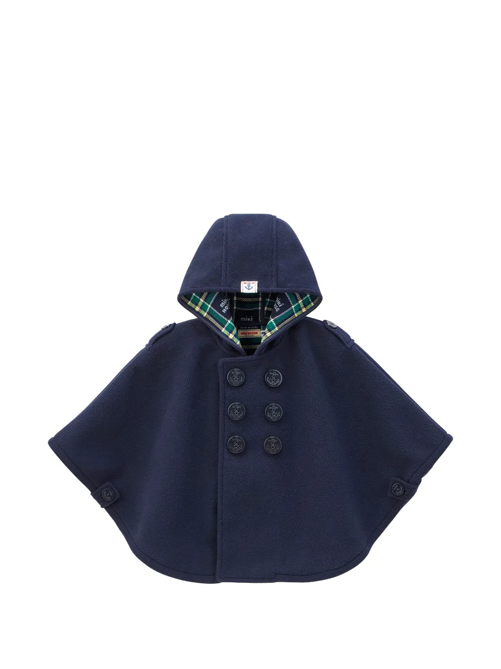 Miki House double-breasted fleece poncho - Blau