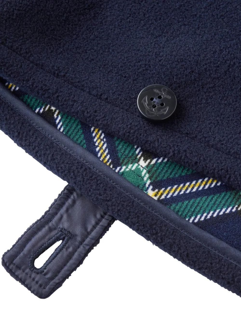 Miki House Fleece poncho met dubbele rij knopen Blauw
