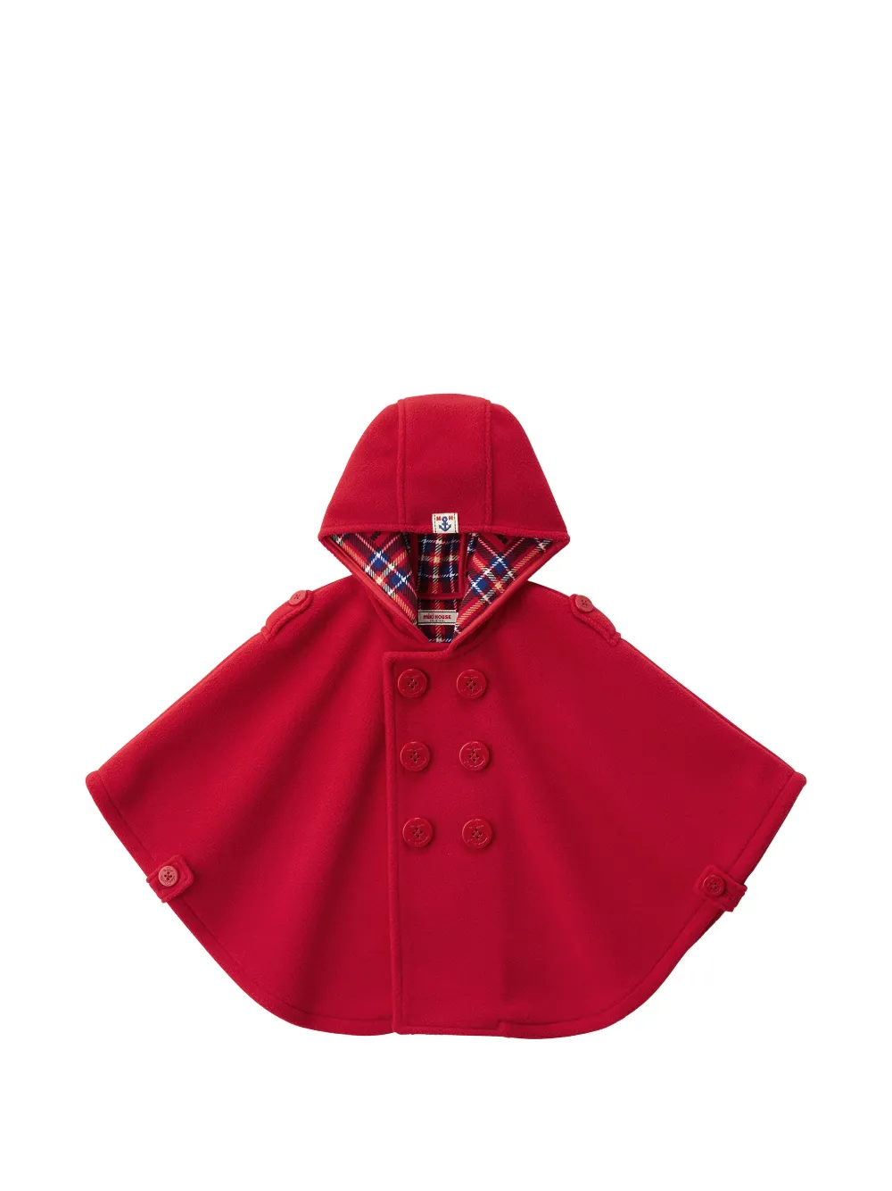 Miki House double-breasted hooded poncho - Rot