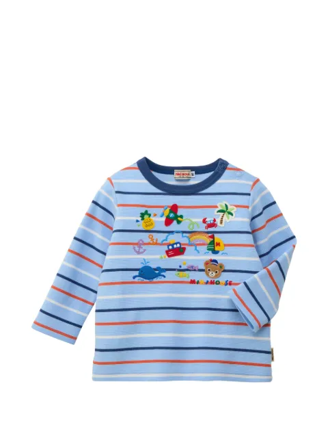 Miki House striped appliqué T-shirt