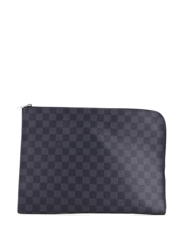 Louis Vuitton Pre-owned Zip Around Pochette Jour Damier Graphite GM Clutch Bag in Black