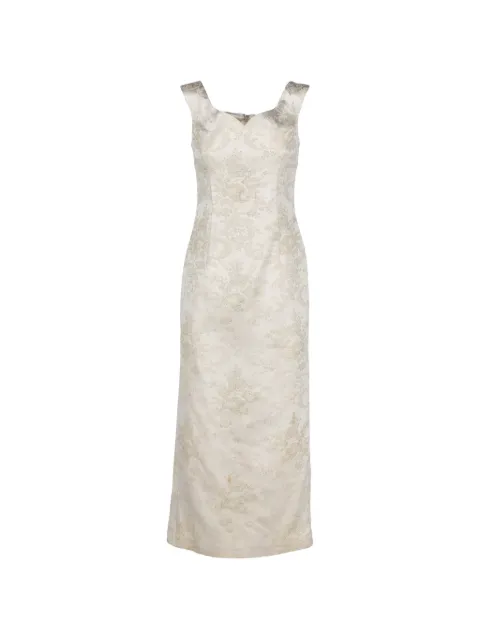 Vintage floral-jacquard sleeveless dress