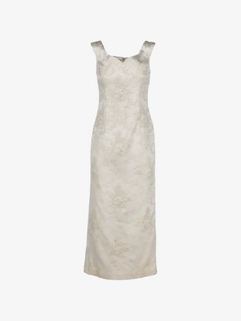 Vintage floral-jacquard sleeveless dress