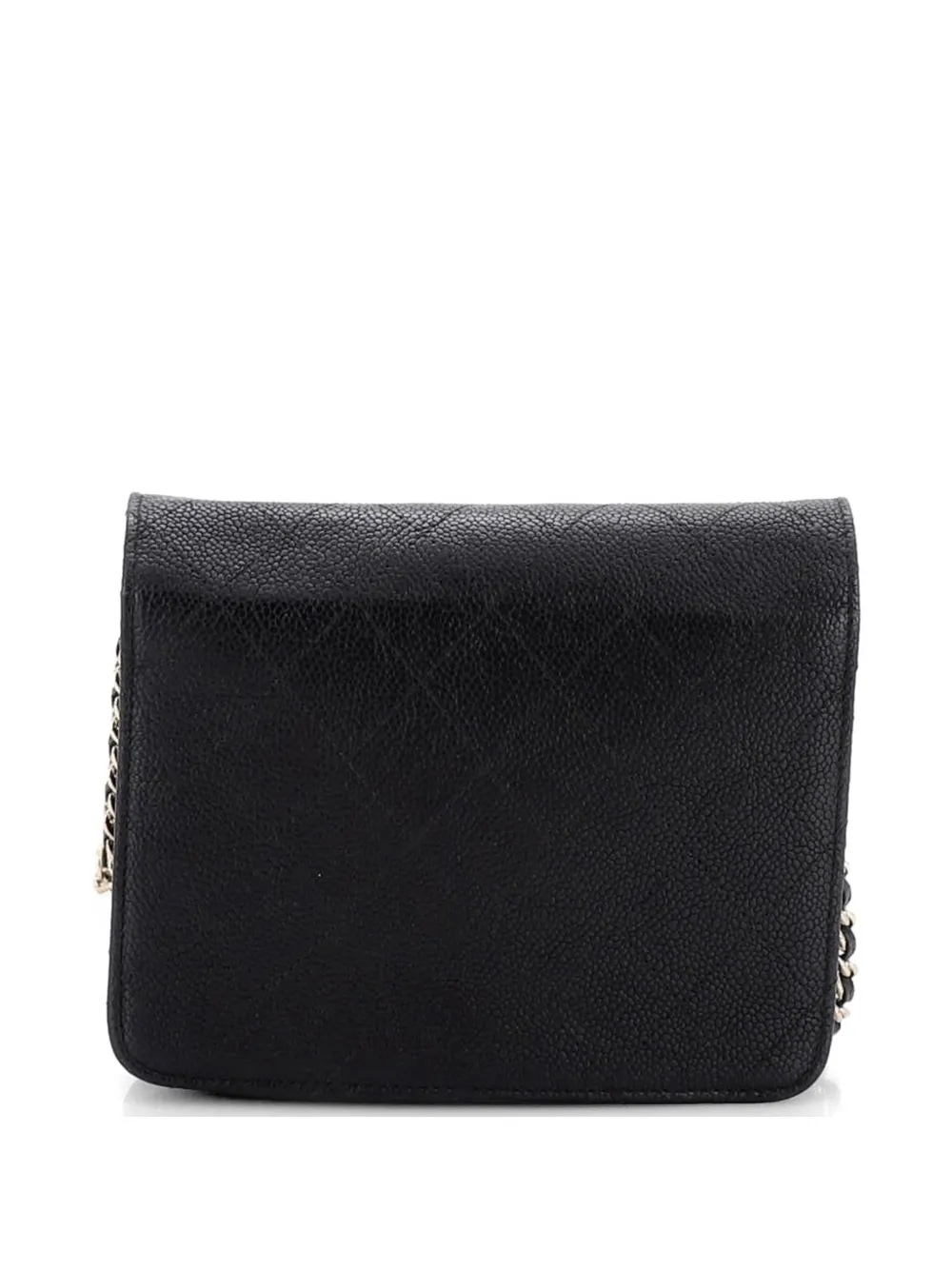 Chanel Pre-owned Thread Around Square Wallet on Chain Quilted Caviar Crossbody Bag in Black, view 2