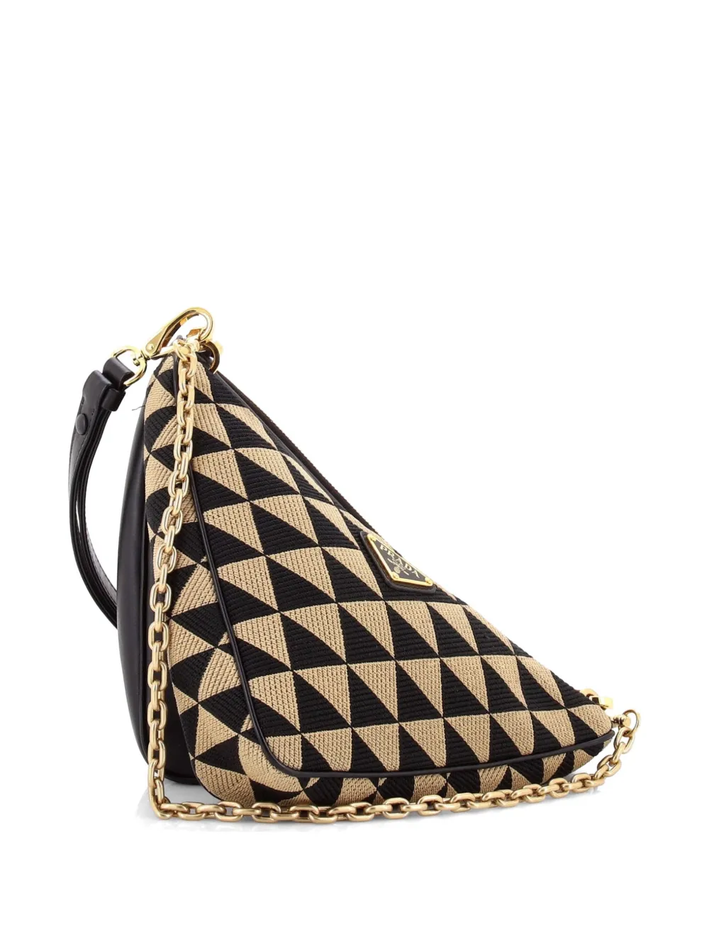 Prada Pre-Owned ダブルシンボル トライアングル レザー＆ジャカード