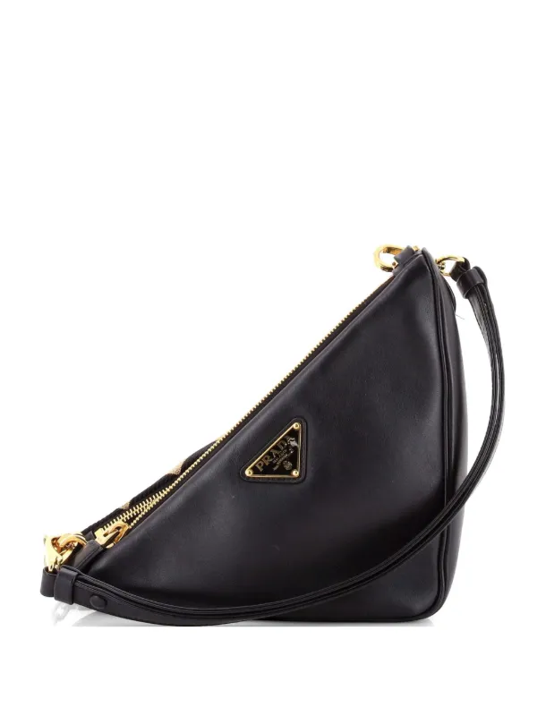 Prada Pre-Owned ダブルシンボル トライアングル レザー＆ジャカード