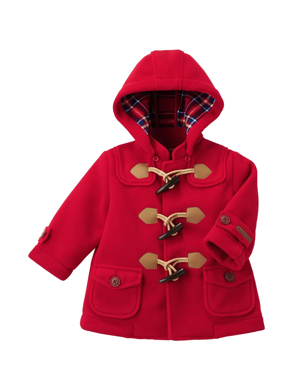 Miki House toggle-fastening hooded coat - Rosso