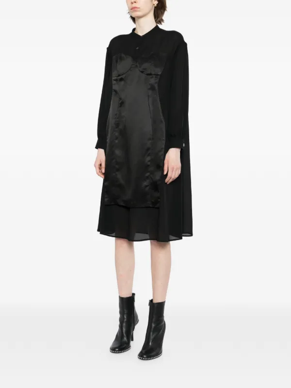 black layered dresses Undercover satin-panelled Dress | look:start-the-party-silver-diamante-bag