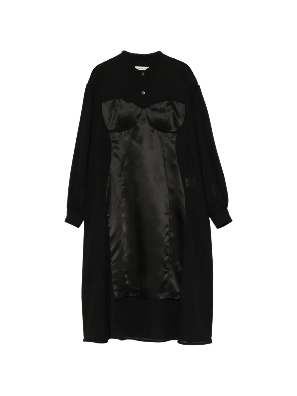 Undercover satin-panelled layered dress - Nero