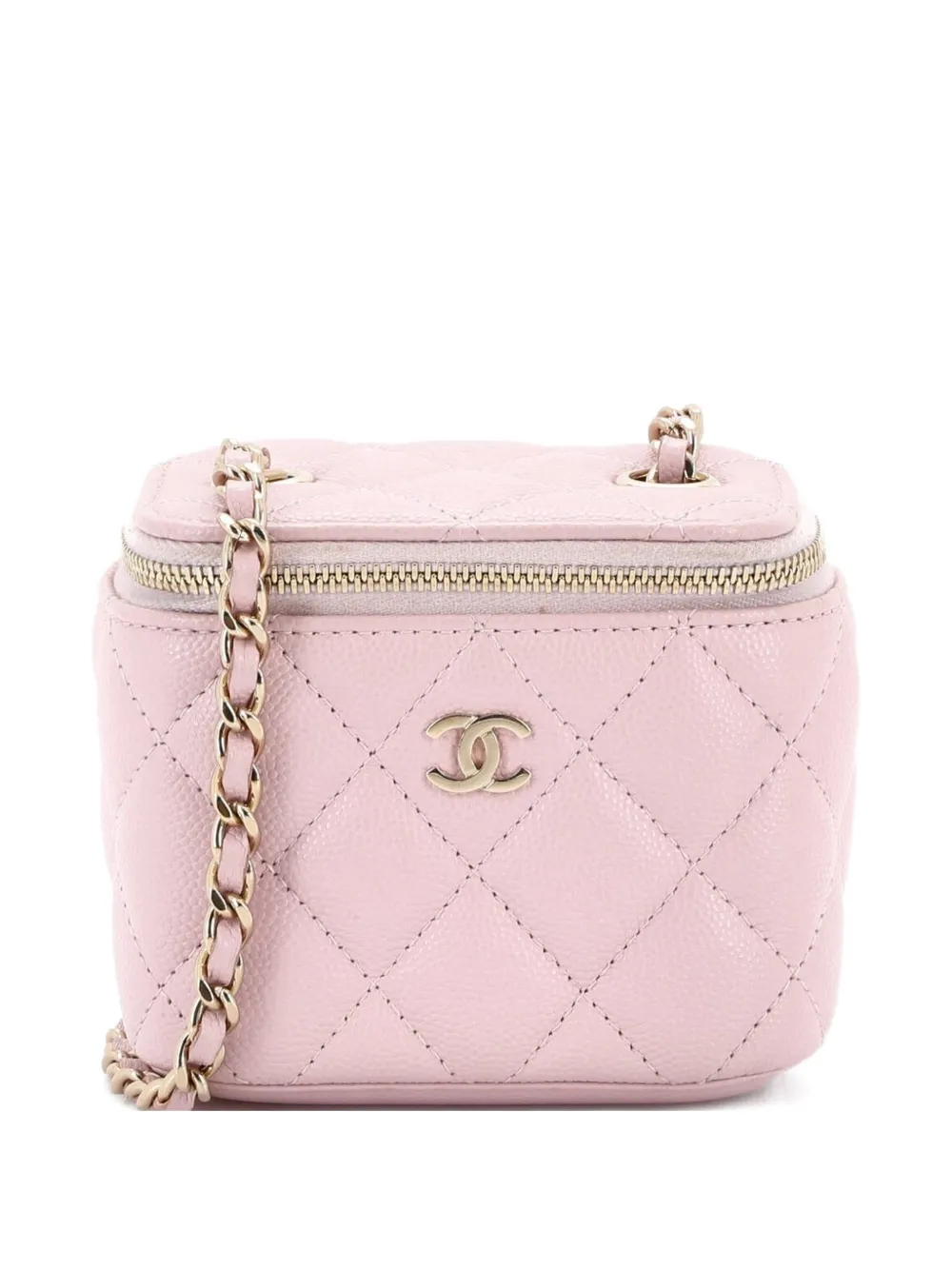 CHANEL Pre-Owned Classic Vanity Case with Chain Quilted Caviar Mini pouch - Rosa