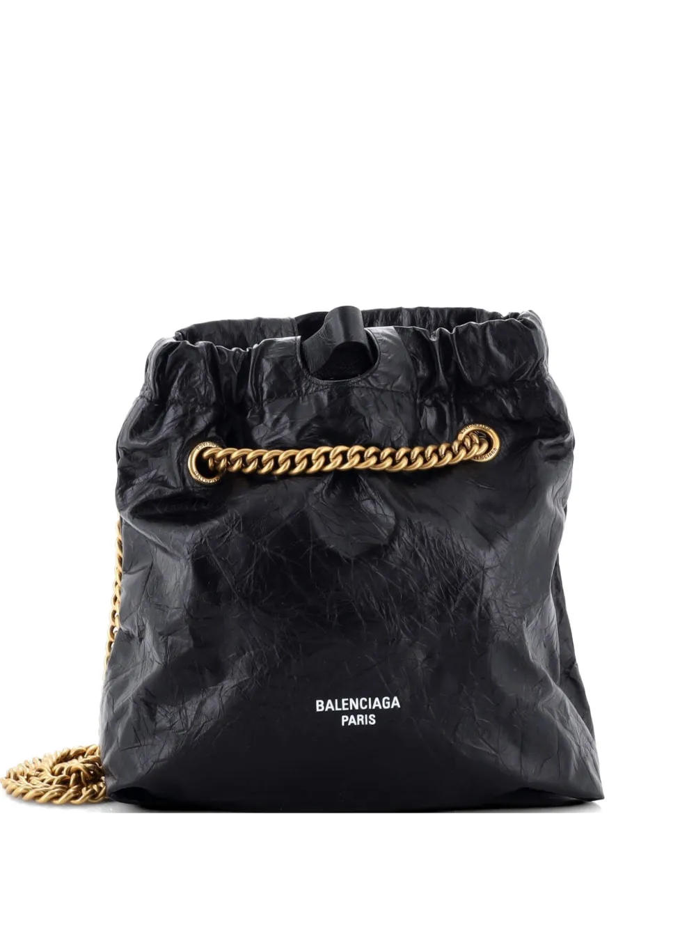 Balenciaga Pre-Owned Crush Chain Tote Leather Small bucket bag - Nero