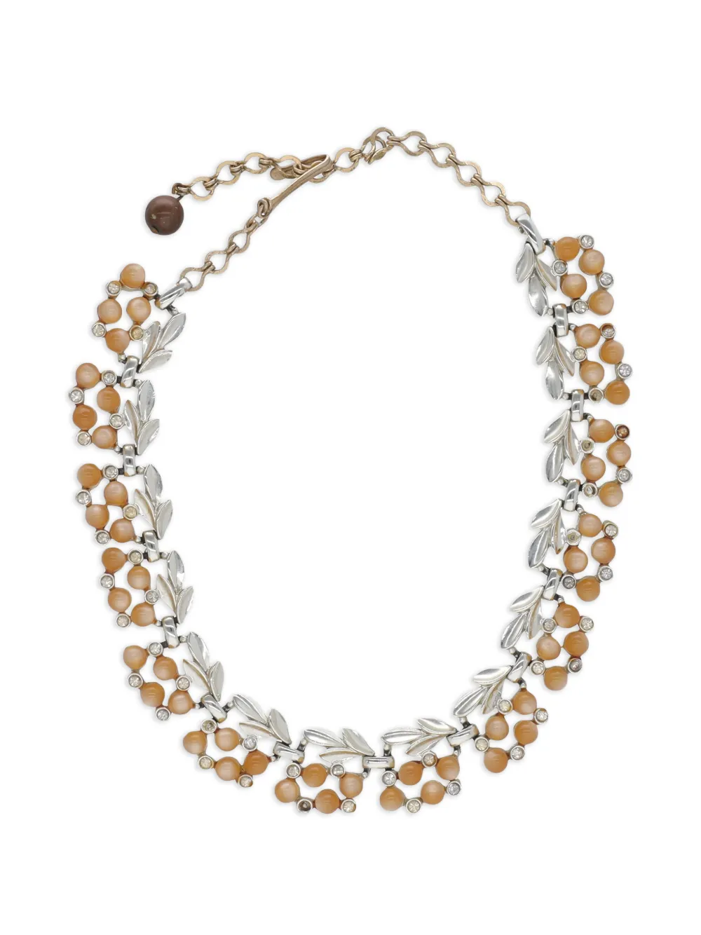 Vintage leaf-motif beaded necklace - Silber