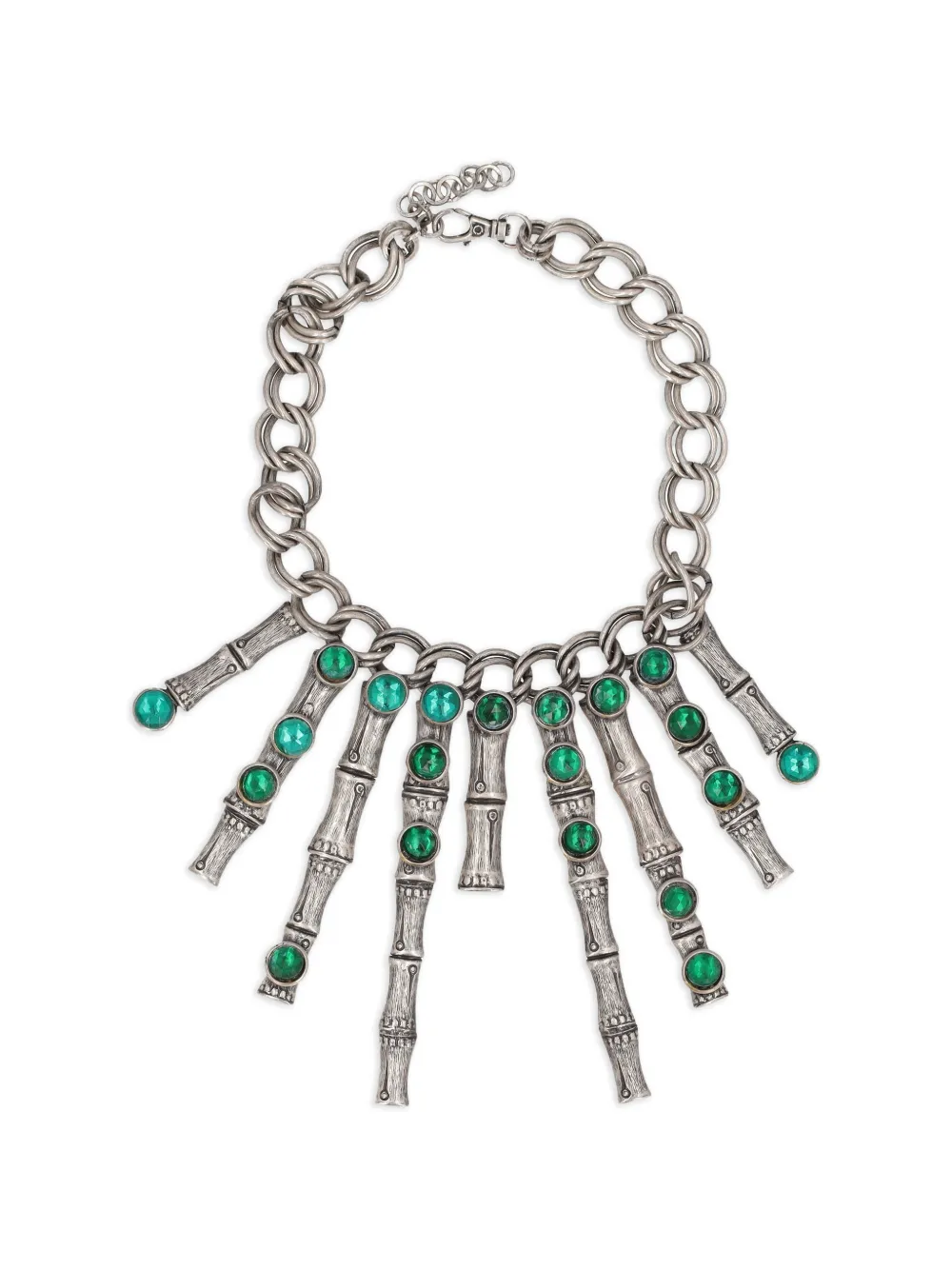 Vintage bamboo-effect crystal-embellished necklace - Argento