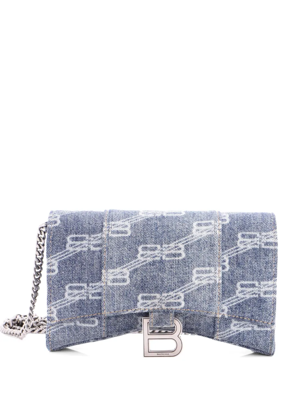 Balenciaga Pre-Owned Hourglass Chain Wallet BB Monogram Denim crossbody bag - Blu