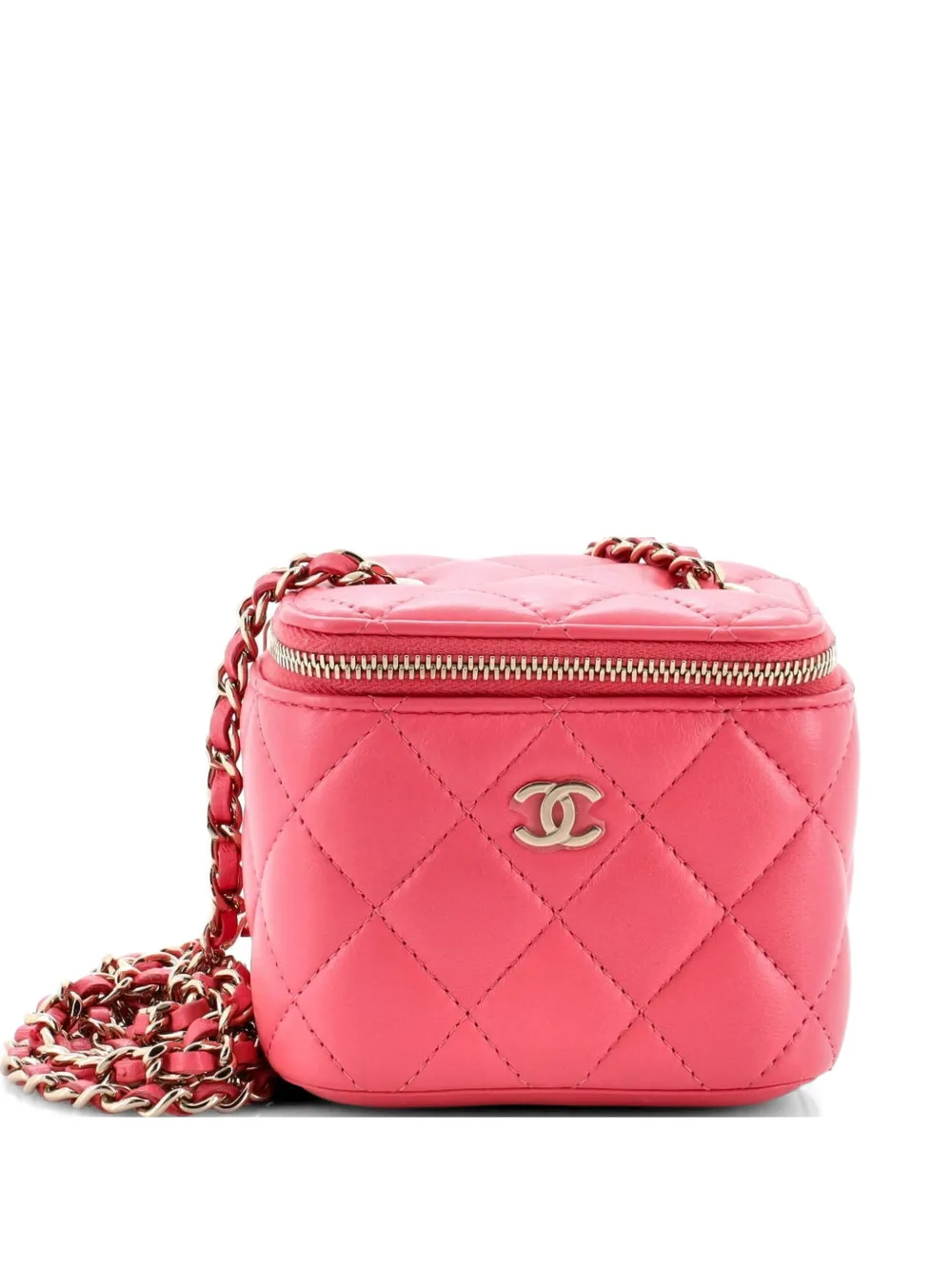 CHANEL Pre-Owned Classic Vanity Case with Chain Quilted Lambskin Mini crossbody bag - Rosa