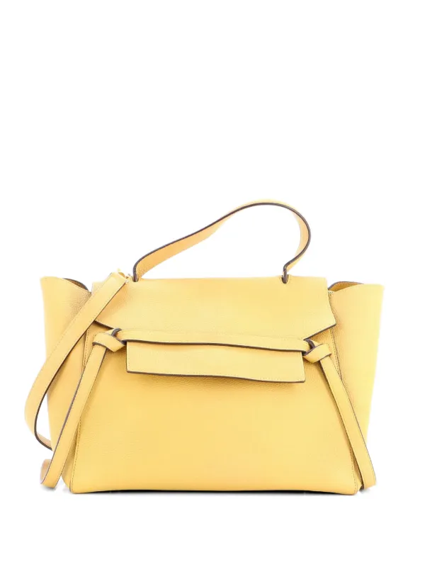 Celine Pre-owned Belt Bag Textured Leather Mini Shoulder Bag in Yellow