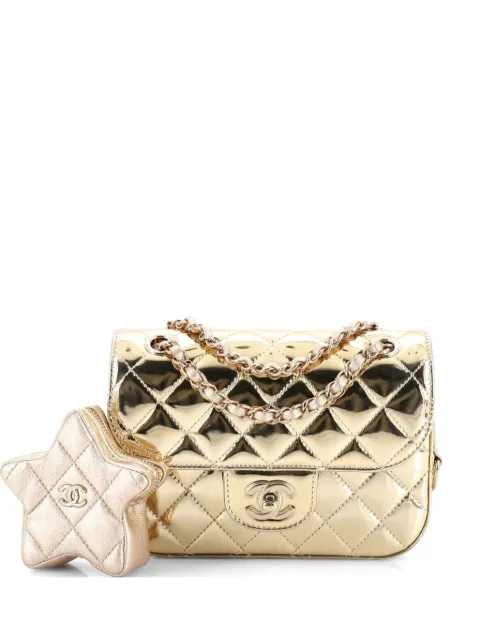 CHANEL Pre-Owned Hollywood Boulevard Flap Bag with Star Coin Purse Quilted Metallic Leather Mini shoulder bag