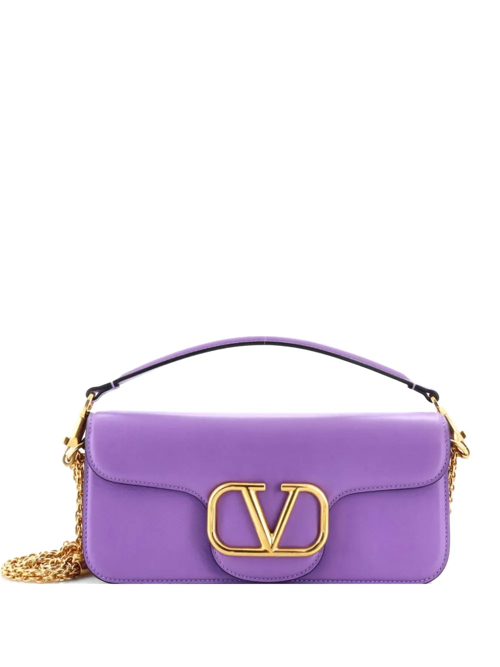 Valentino Garavani Pre-Owned VLogo Loco Flap Shoulder Bag Leather Medium clutch bag - Viola