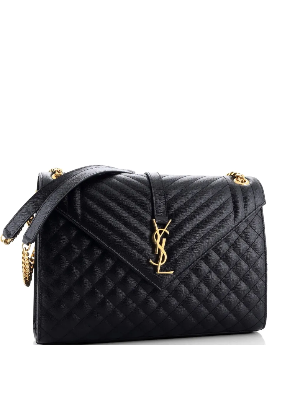 Saint Laurent Pre-Owned Classic Monogram Envelope Satchel Mixed Matelasse Leather Large shoulder bag - Nero
