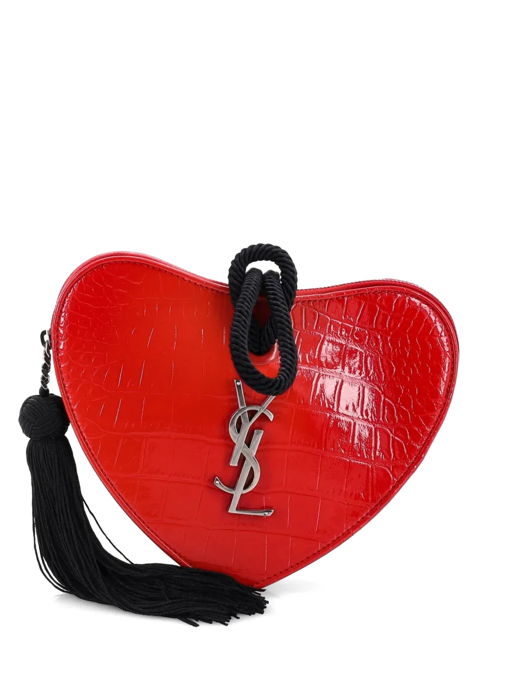 Saint Laurent Pre-Owned Herz-Clutch in Kroko-Optik - Rot