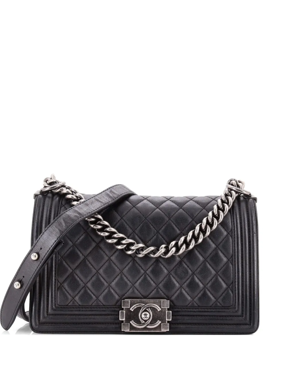 CHANEL Pre-Owned Boy Flap Bag Quilted Lambskin Old Medium shoulder bag - Nero