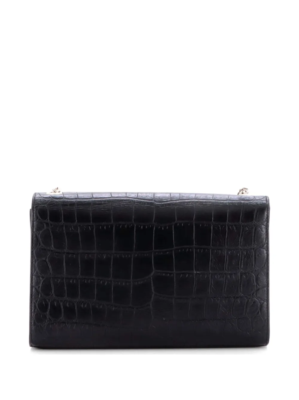  Saint Laurent Pre-owned Borsa A Tracolla Media Classic Monogram In Pelle Goffrata Effetto Coccodrillo Con Nappa - Nero 