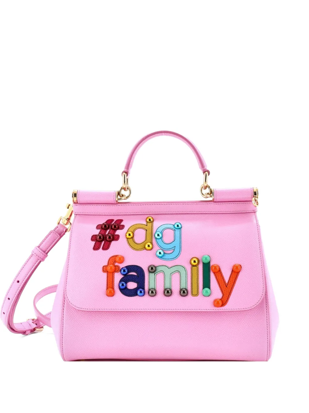 Dolce & Gabbana Pre-Owned Miss Sicily Bag Embellished Printed Leather Medium satchel - Rosa