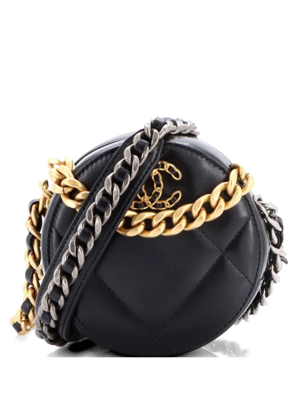 CHANEL Pre-Owned 19 Round with Chain Quilted Leather clutch bag - Nero
