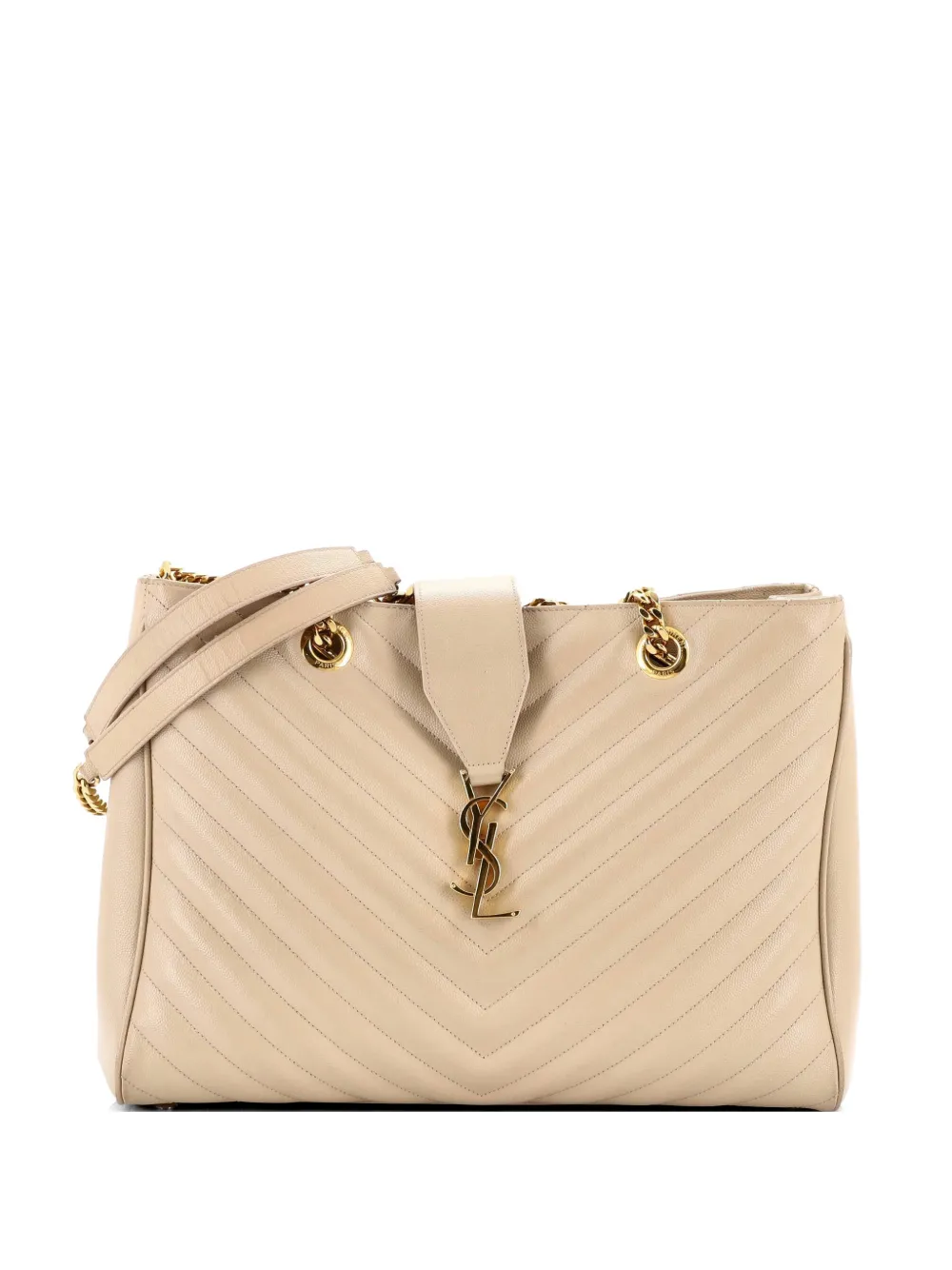 Saint Laurent Pre-Owned Classic Monogram Shopper Matelasse Chevron Leather Large tote bag - Toni neutri