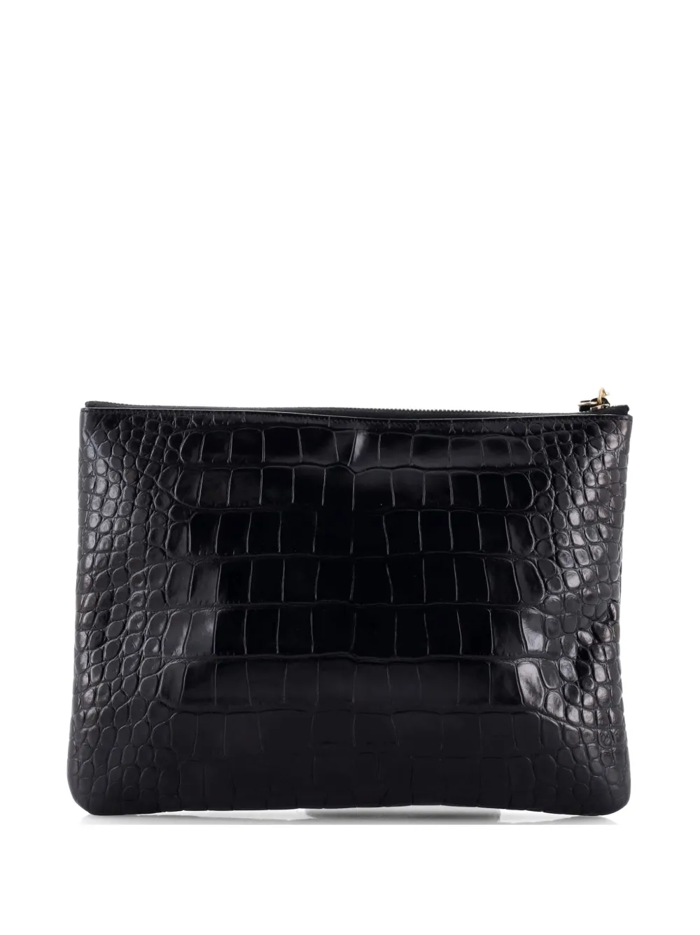  Chanel Pre-owned Bolso De Mano Signature O Case Mediano De Piel De Becerro Con Efecto De Piel De Cocodrilo En Relieve - Negro 