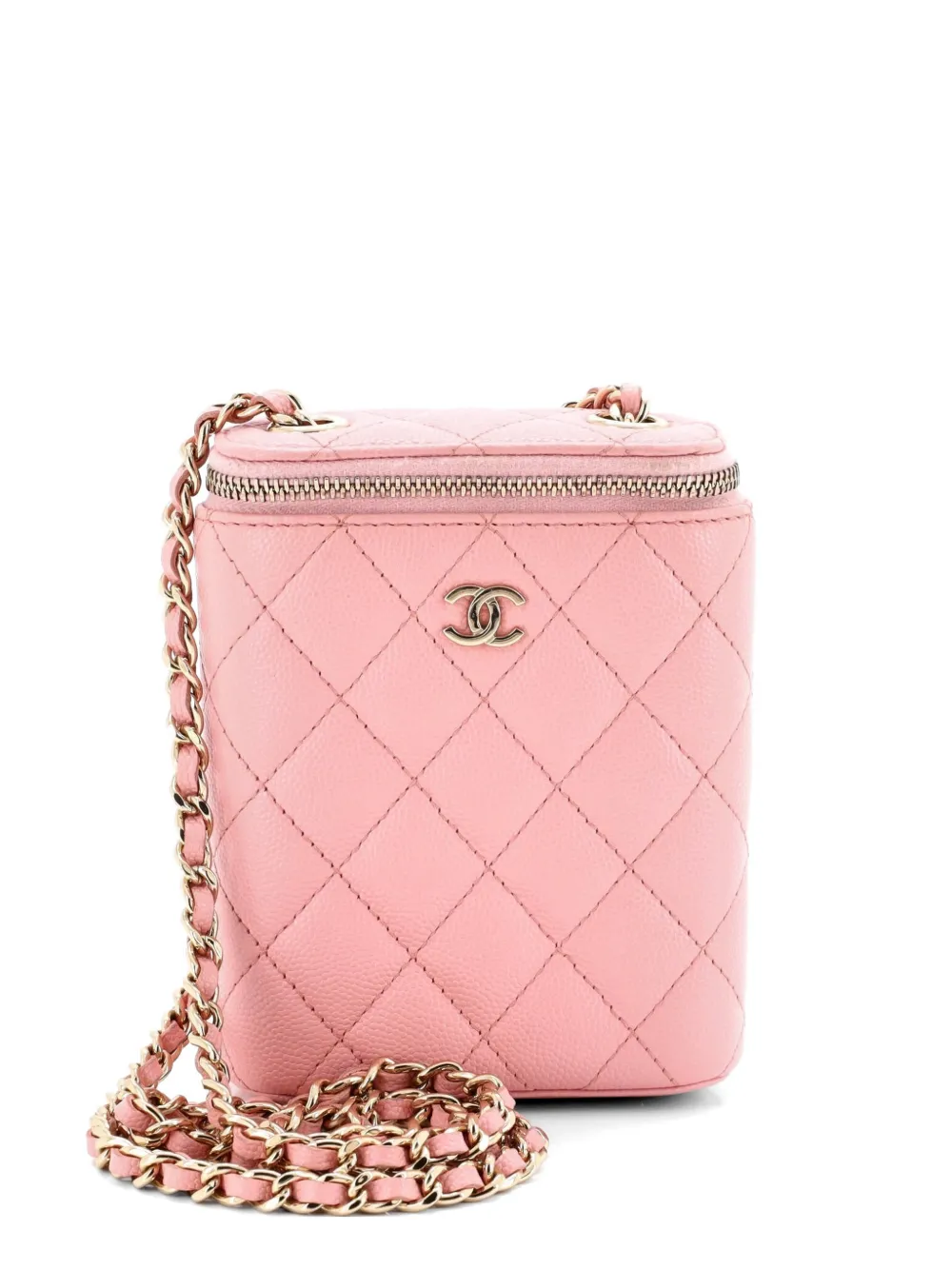 CHANEL Pre-Owned Vertical Classic Vanity Case with Chain Quilted Caviar Small shoulder bag - Rosa