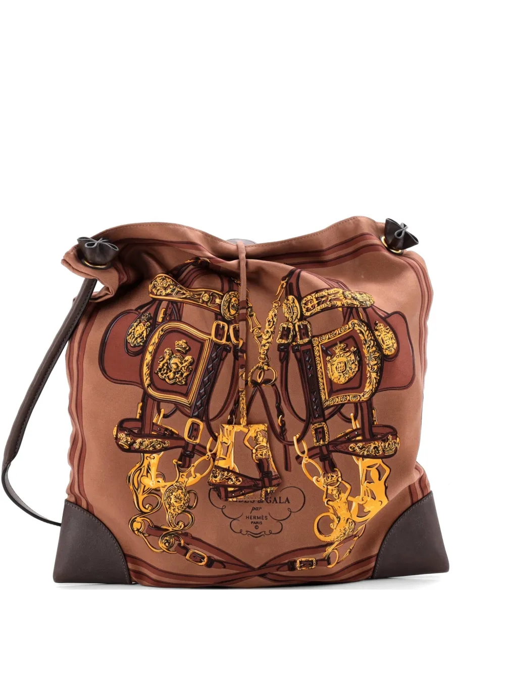 Hermès Pre-Owned Silky City Bag Printed Silk and Leather PM crossbody bag - Marrone
