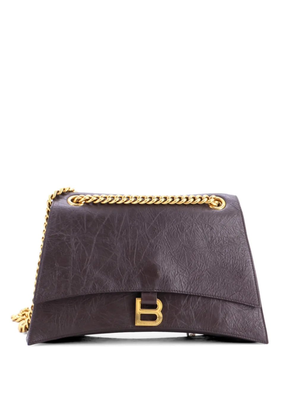 Balenciaga Pre-Owned Crush Chain Flap Bag Leather Medium shoulder bag - Marrone