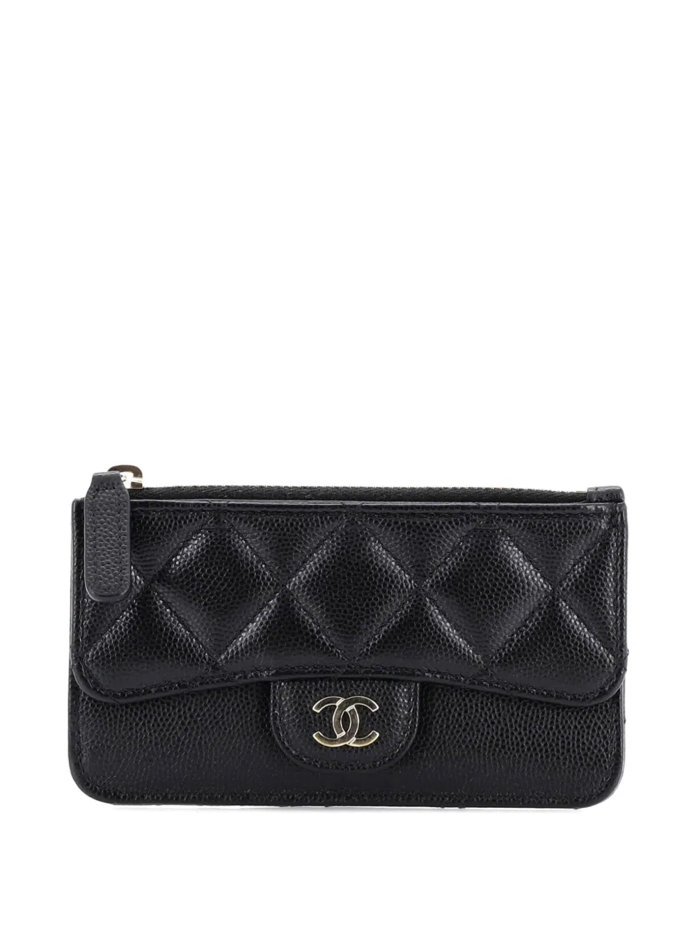CHANEL Pre-Owned Gestepptes Flap Zip Caviar Kartenetui - Schwarz