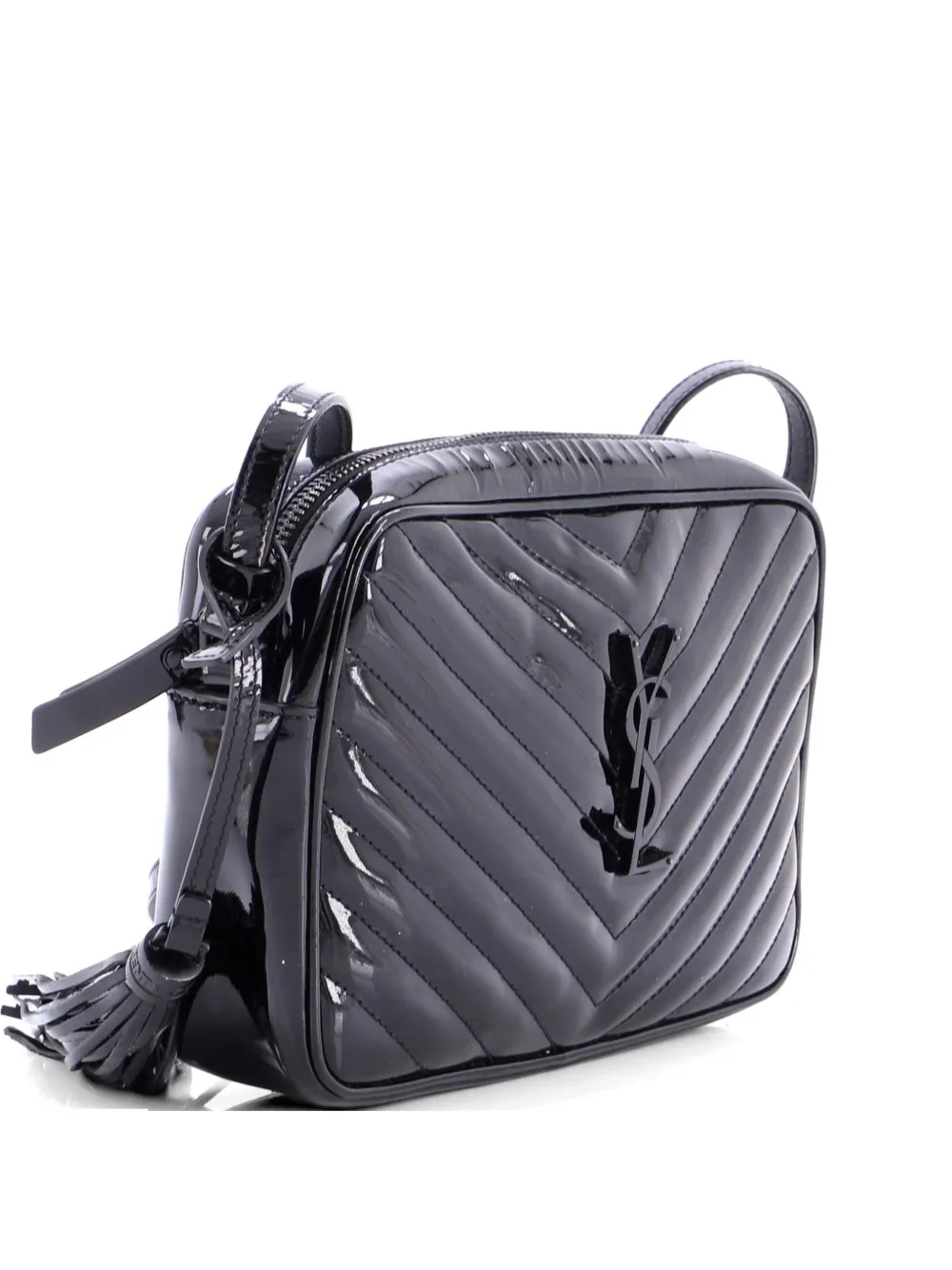 Saint Laurent Pre-Owned Lou Camera Bag Matelasse Chevron Patent Small crossbody bag - Nero