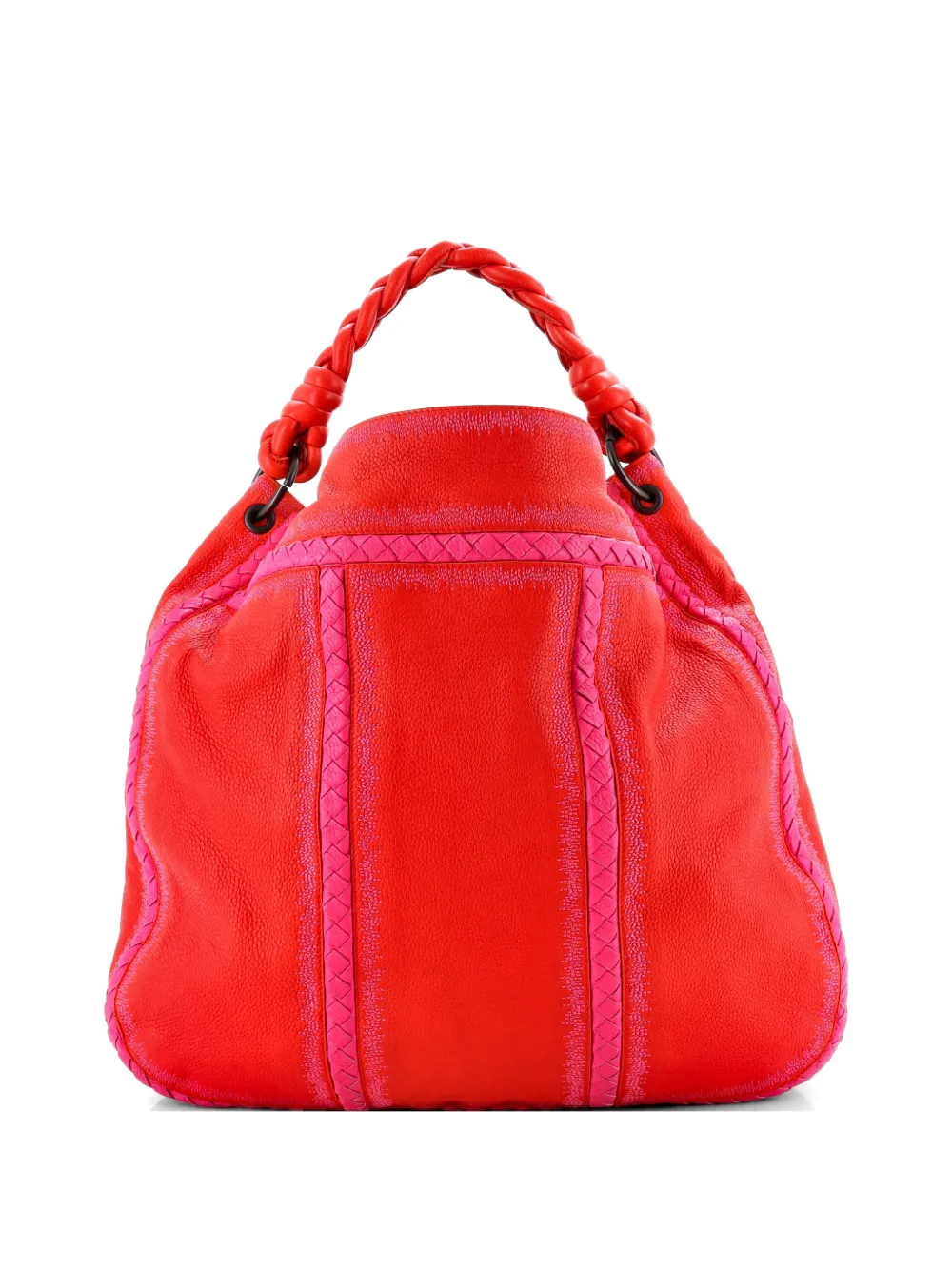 Bottega Veneta Pre-Owned Braided Handle Embroidered Leather with Intrecciato Detail Large hobo bag