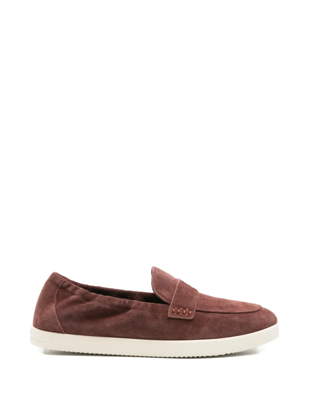 Tory Burch logo-detail suede loafers - Marrone
