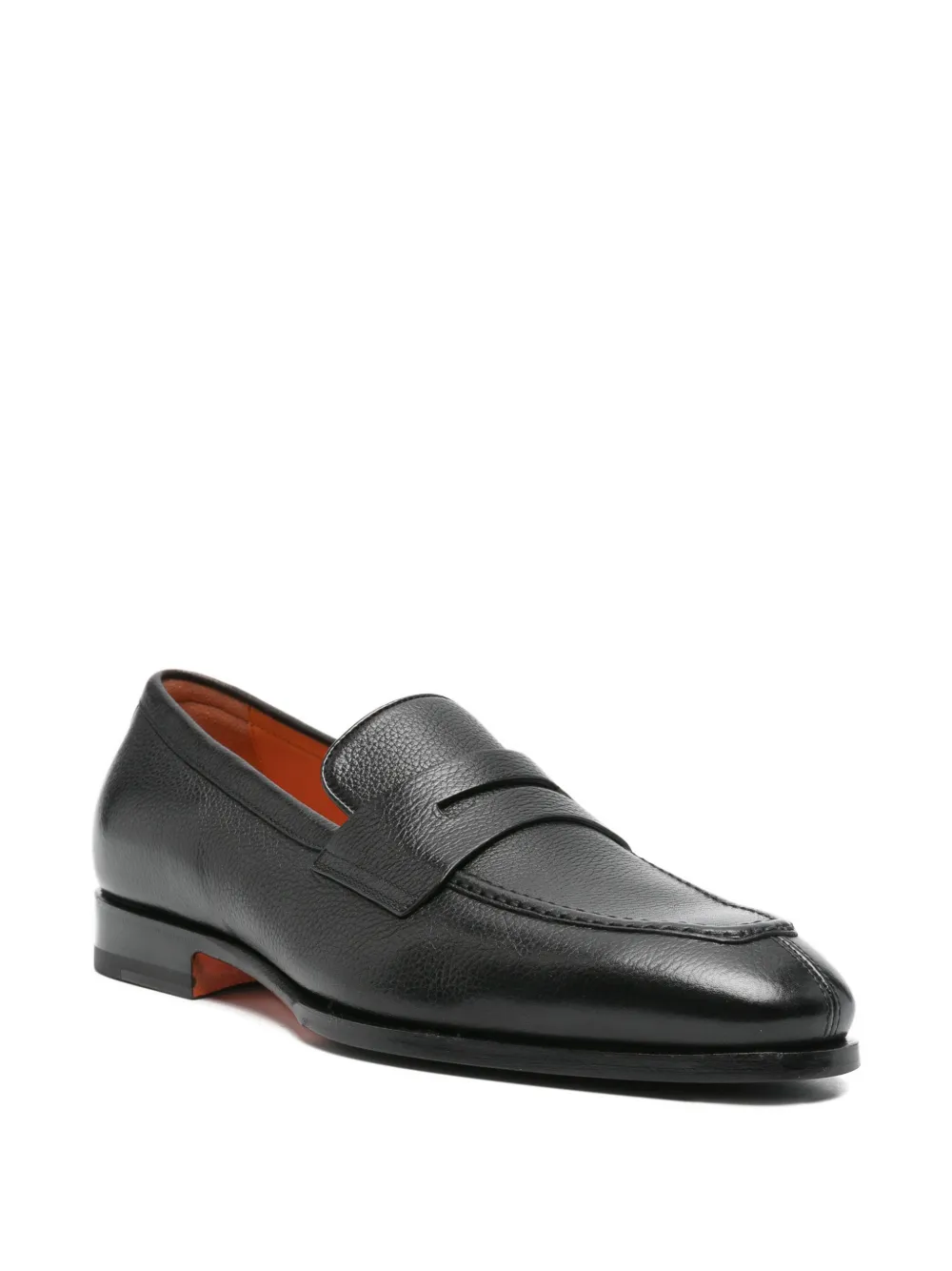 Santoni Adrian grained-leather loafers Zwart