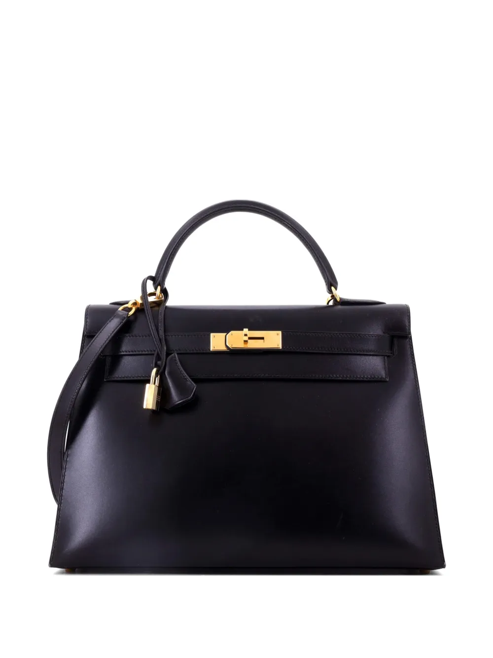 Hermès Pre-Owned Kelly Handbag Black Box Calf with Gold Hardware 32 satchel - Nero