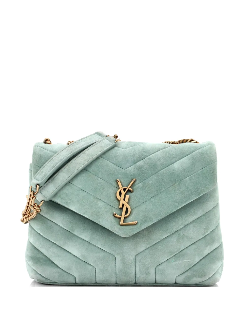 Saint Laurent Pre-Owned Loulou Matelasse Chevron Suede Small shoulder bag - Verde